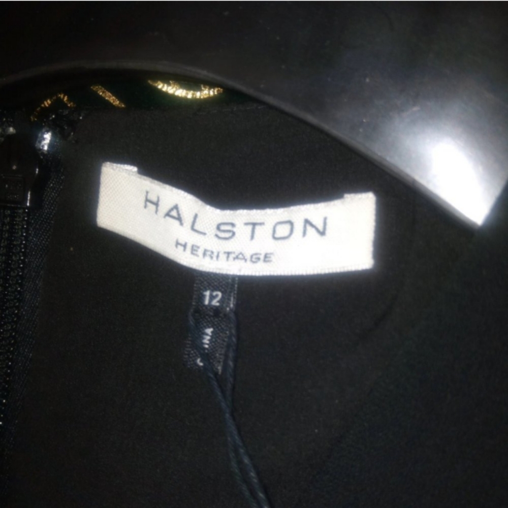 Halston Heritage Cut-out Bonded Crepe Dress in Black Sz 12 NWT - Picture 5 of 15